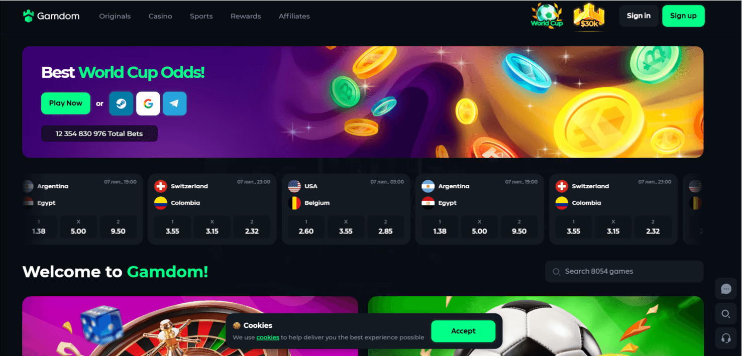 Gamdom casino screenshot showing the crypto-first account flow and rakeback offer