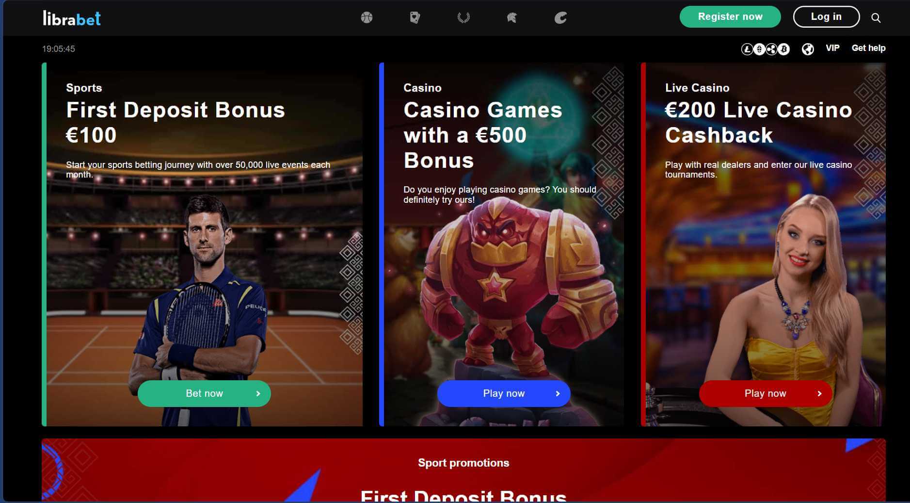 Librabet screenshot showing the casino lobby and welcome bonus