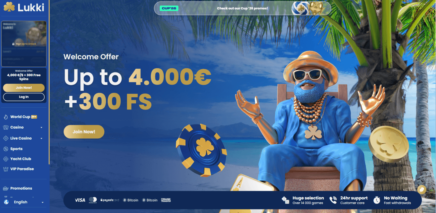 Lukki Casino screenshot showing the game catalogue and VIP Yacht Club